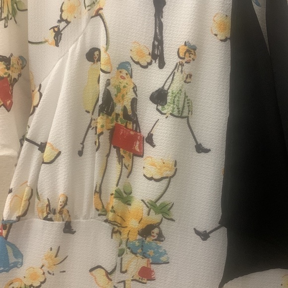 Unique Vintage L dress white w/woman print - Picture 2 of 3